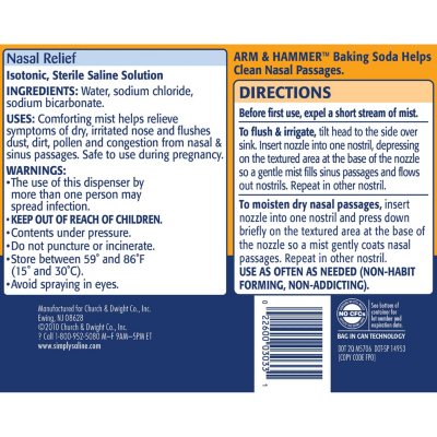 Arm & Hammer Simply Saline Nasal Relief, 381g 3 pk.