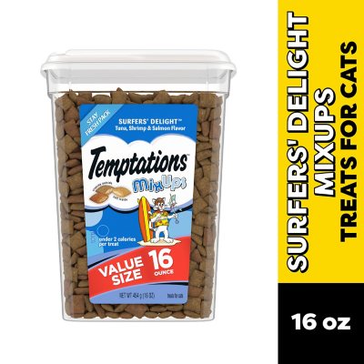 TEMPTATIONS Cat Treats Variety Pack with Tasty Chicken Flavor, Catnip Fever, & Surfers' Delight, 16 oz
