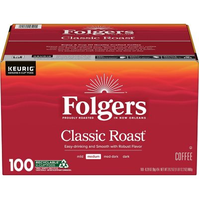 Folgers Classic Medium Roast K-Cup Coffee Pods 100 ct