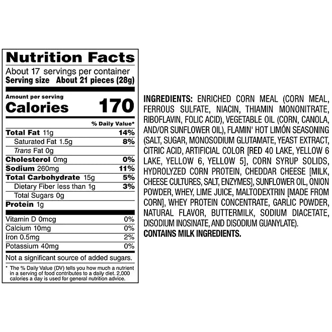 Cheetos Crunchy Flamin' Hot Limon 492.5g
