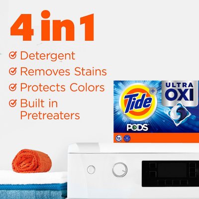 Tide PODS Liquid Detergent Pacs, 4-in-1 Ultra Oxi, 104 lavadas