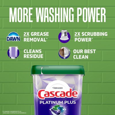Cascade Platinum Plus ActionPacs Dishwasher Detergent Pacs, Fresh, 82 ct.
