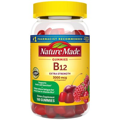 Nature Made B12 Extra Strength 3000mcg 160 gomitas sabor cereza