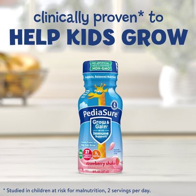PediaSure Grow and Gain Nutrition Shake for Kids, Strawberry 8 fl oz 24 pk