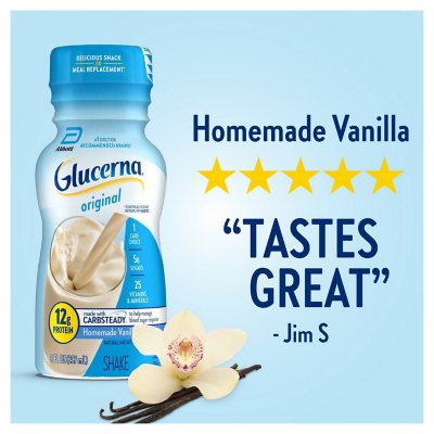 Glucerna 12g Protein Small Meal Replacement Shake, Homemade Vanilla 237ml 24 pk.