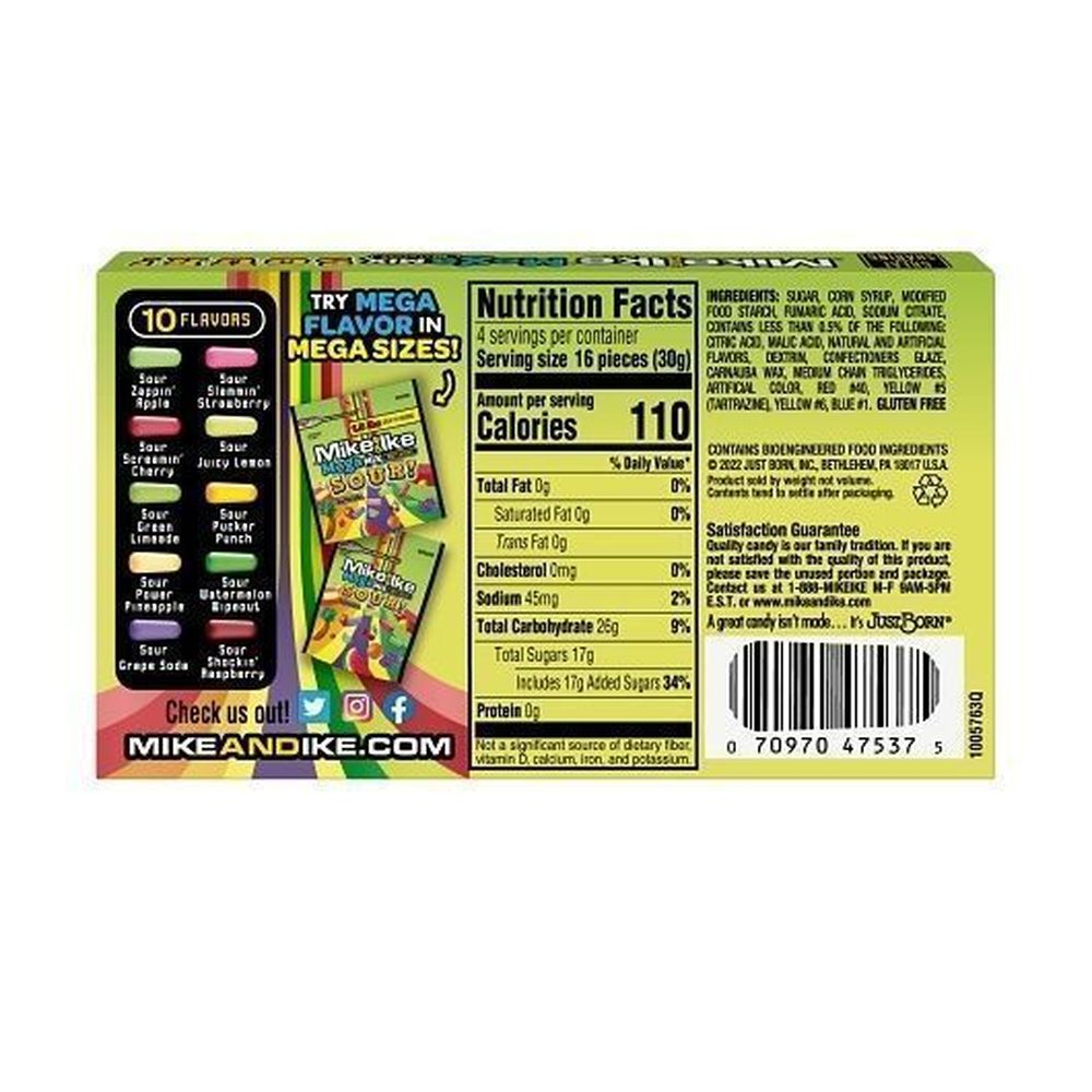 Mike and Ike Mega Mix Acido Theater Box, 120 gramos -- 12 por caja