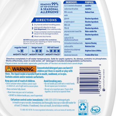 all free clear MIGHTY PACS Laundry Detergent Pacs, 120 lavadas