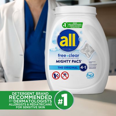 all free clear MIGHTY PACS Laundry Detergent Pacs, 120 lavadas