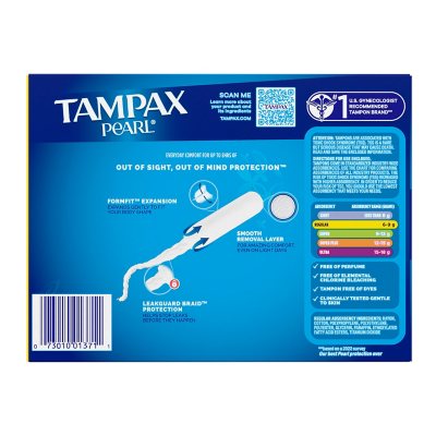 Tampax Pearl Regular Tampons, Unscented, 96 tampones