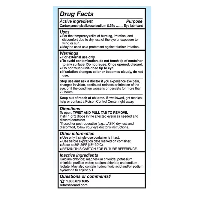 Refresh Plus Lubricant Eye Drops, Uso Unico 100pzs
