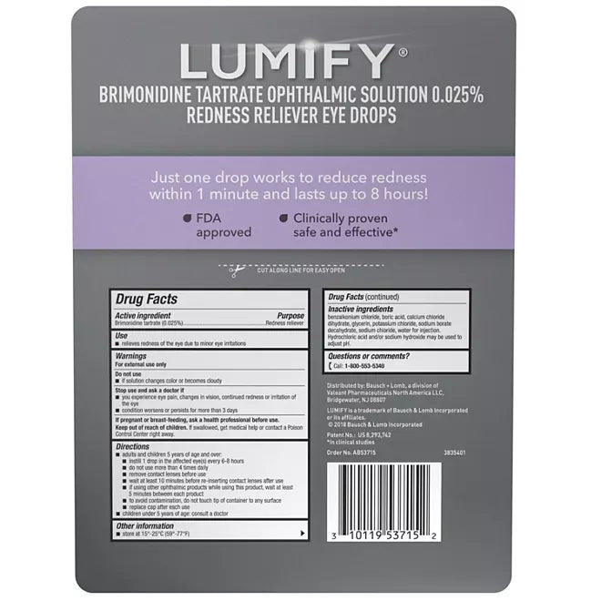 Lubricante Lumify para ojo rojo 2pzs(7.5ml)