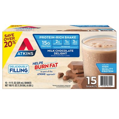 Atkins 15g Keto Protein Shake Milk Chocolate 11 fl oz 15 pk
