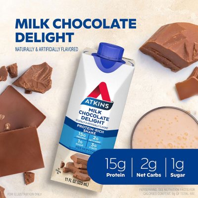 Atkins 15g Keto Protein Shake Milk Chocolate 11 fl oz 15 pk