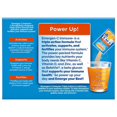 Emergen-C Immune+ Triple Action Vitamin C Powder, 1000mg, 90 ct.