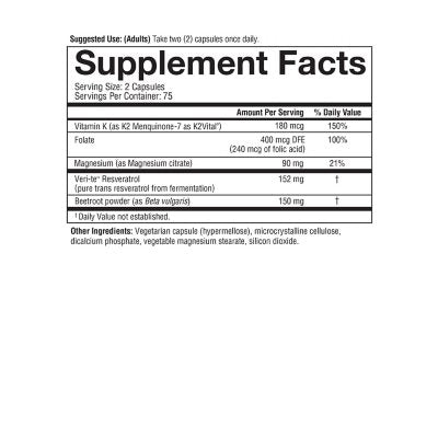 Youtheory Heart con Resveratrol, Vitamin K, & Beetroot, 150 capsulas vegetarianas