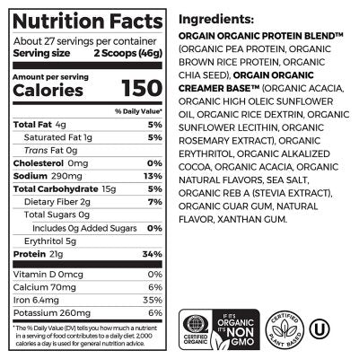 Orgain Protein Powder, Sabor Chocolate, 1.24kgs