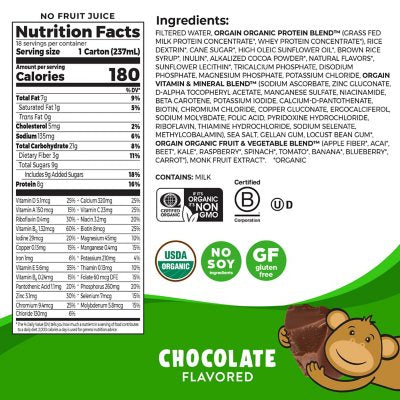 Orgain Kids 8g Protein Organic Nutritional Shake, Chocolate 8 fl oz 18 pk