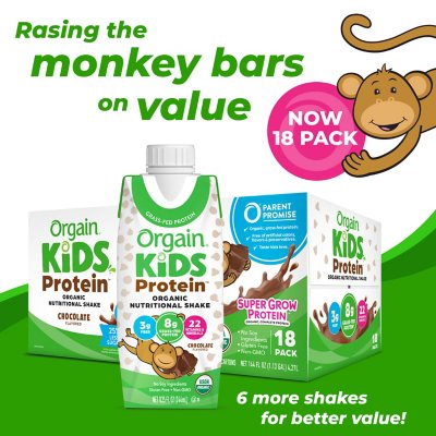 Orgain Kids 8g Protein Organic Nutritional Shake, Chocolate 8 fl oz 18 pk