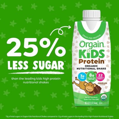 Orgain Kids 8g Protein Organic Nutritional Shake, Chocolate 8 fl oz 18 pk