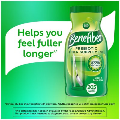Benefiber Daily Prebiotic Fiber Supplement Powder, Unflavored, 820 gramos