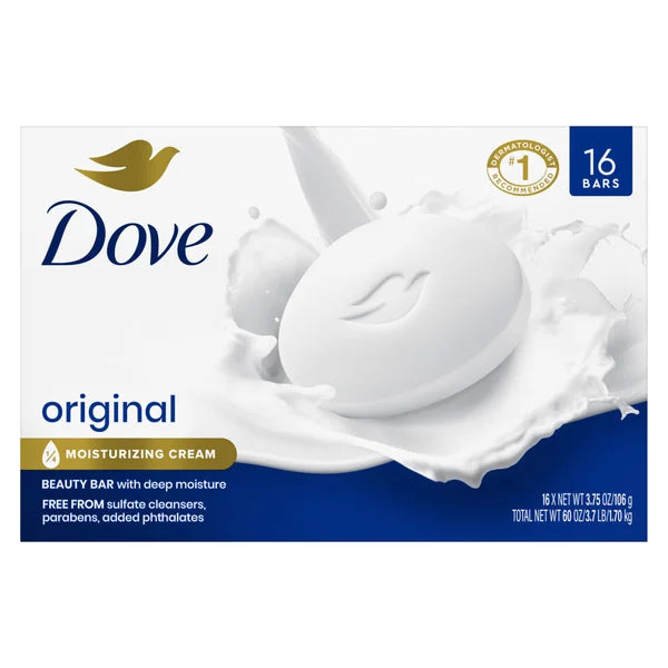 Dove Moisturizing Beauty Bar Soap Original, 3.75 oz, 16 Baras