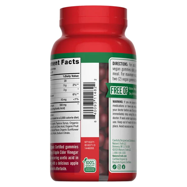 Nature's Truth Organic Apple Cider Vinegar 500 mg 120 Gummies