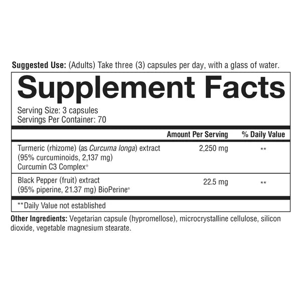Youtheroy Turmeric 2250 mg, 210 Capsulas Vegetarianas