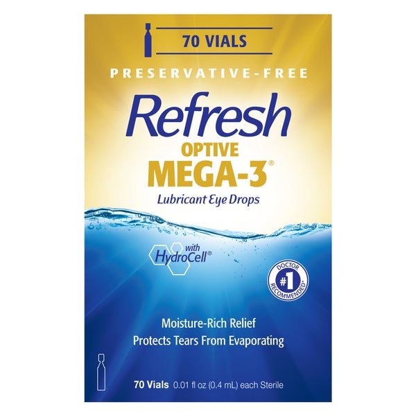 Refresh Optive MEGA-3 Preservative-Free Lubricating Eye Drop, 70 Vials