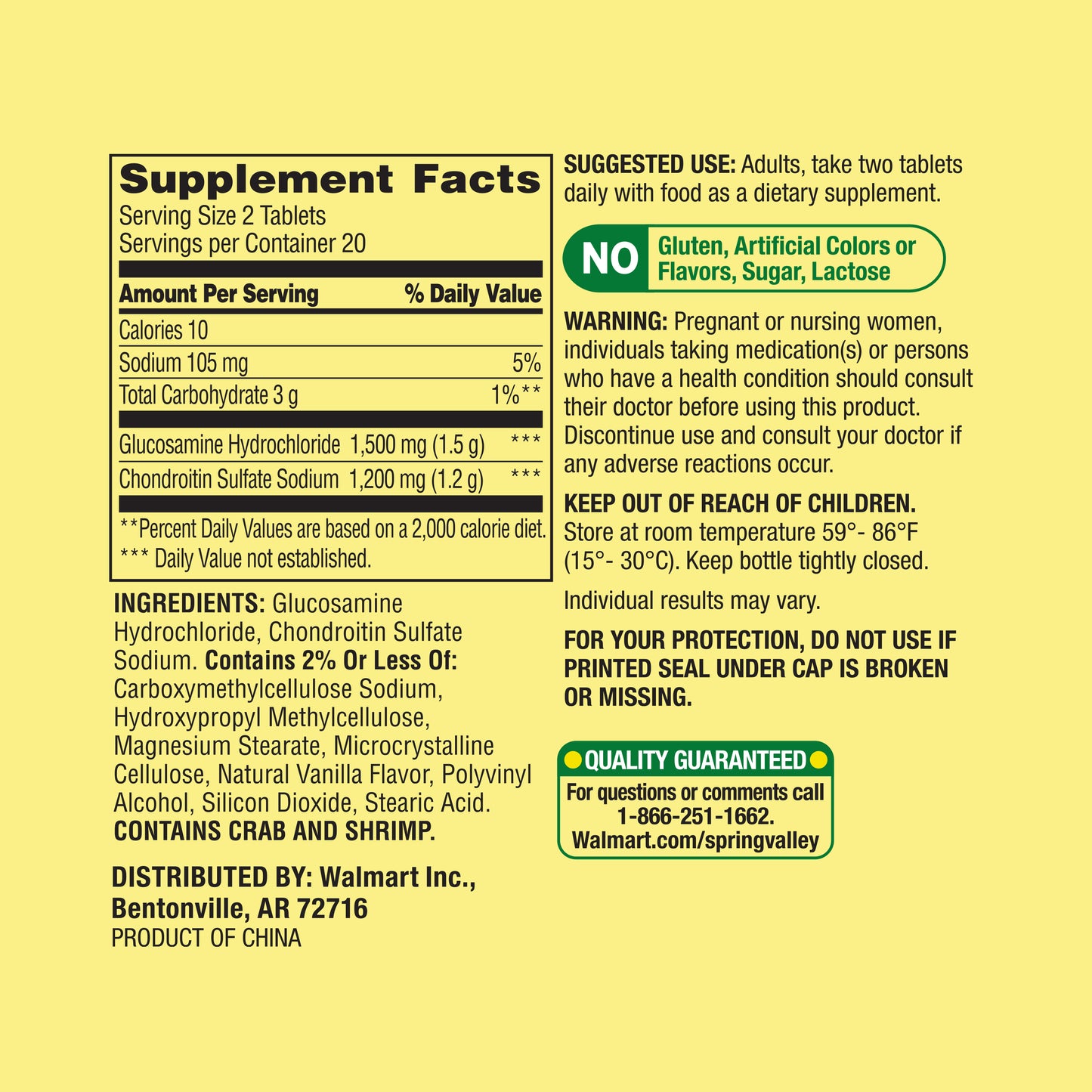 Spring Valley Glucosamina y Condroitina 40 softgels