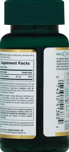 Nature's Bounty hierro, 65 mg 100 tabletas