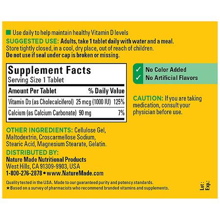 Nature Made Vitamin D3 1000 IU (25 mcg) 300 Tablets