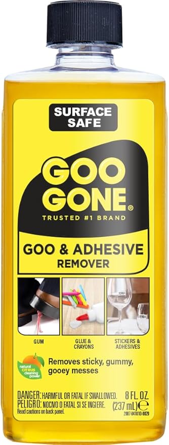 Goo Gone 8 oz. Elimina las pegatinas, grasa, goma, alquitrán, ceras y cinta