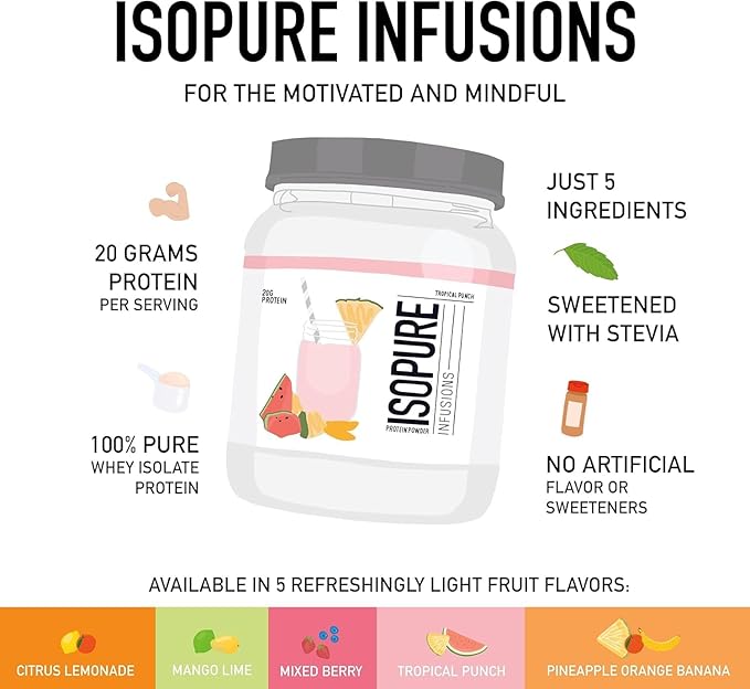 Isopure polvo de proteína sabor a fruta ligera refrescante 400 g