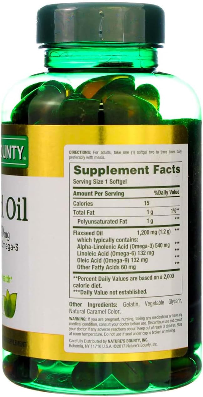 Nature's Bounty Flaxseed Oil 1200mg 125 Softgels