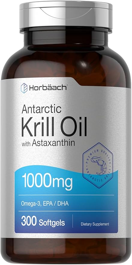 Horbäach Aceite de krill antártico de 1000 mg 300 softgels