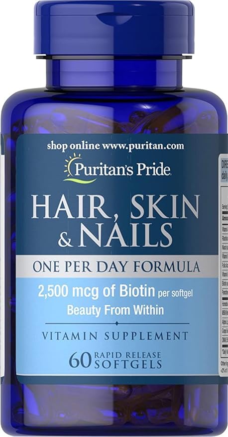 Puritan's Pride Uñas para el cabello y la piel 60 cápsulas blandas