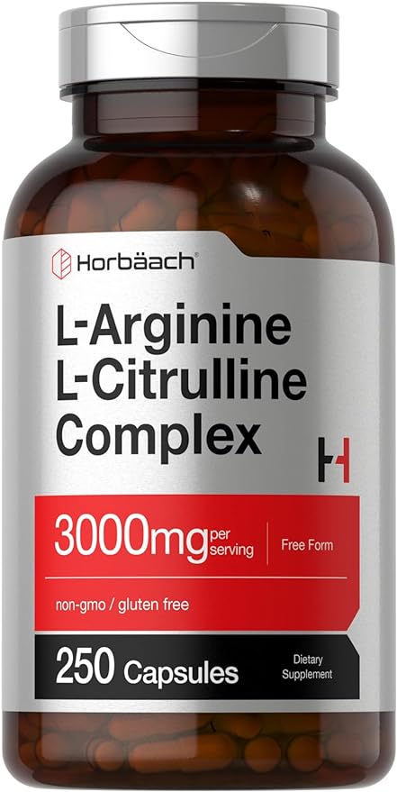 Horbäach L-Arginina L-Citrulina Complejo 3000mg 250 Cápsulas sin OMG, sin gluten