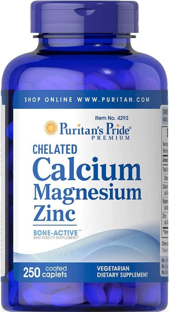 Puritan's Pride Zinc, calcio y magnesio 250 tabletas