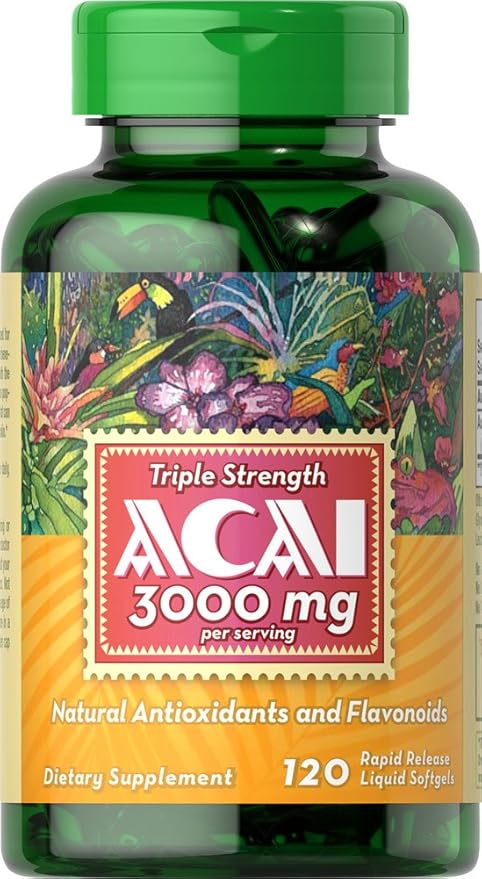 Puritan's Pride Triple Strength Acai 75 mg 3000 mg 120 cápsulas