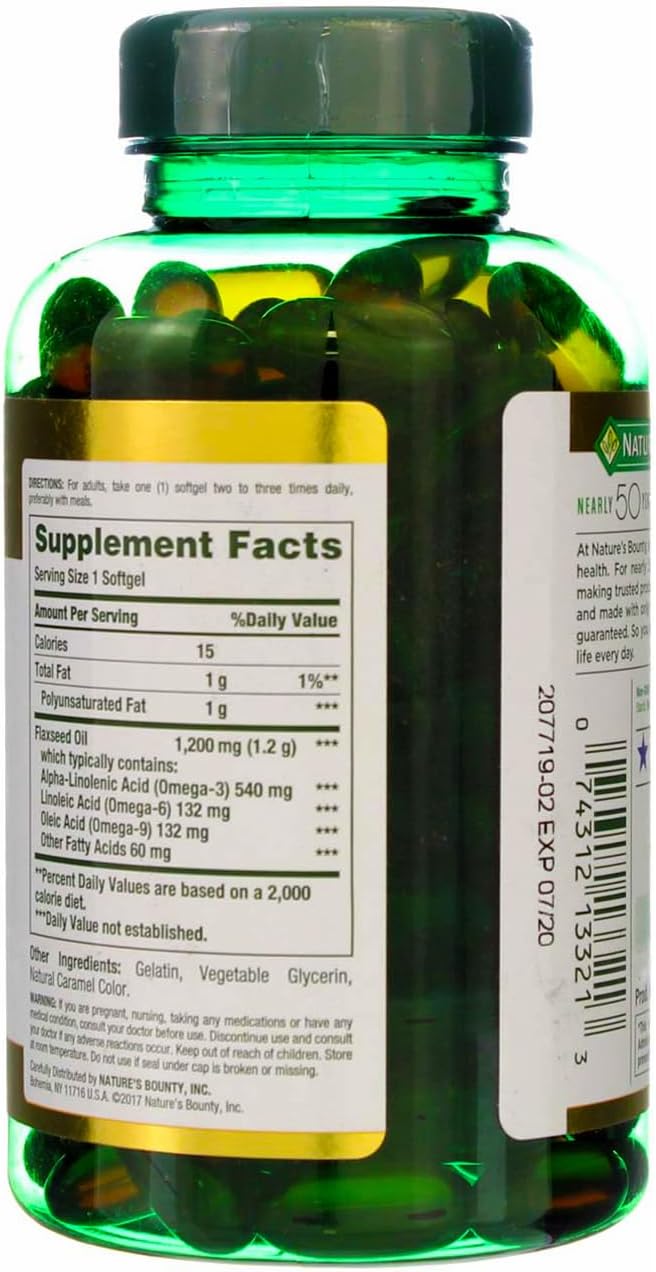 Nature's Bounty Flaxseed Oil 1200mg 125 Softgels