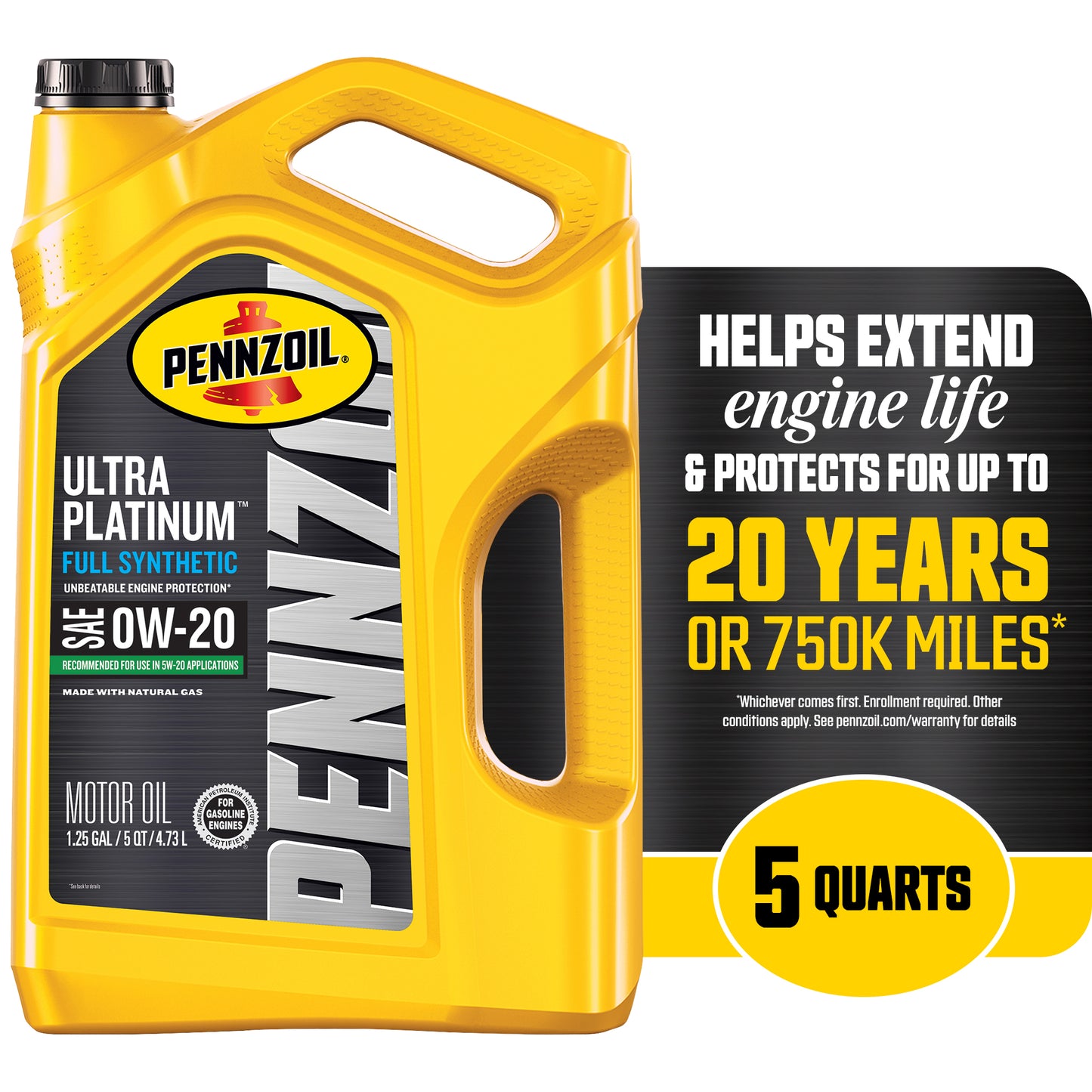 Aceite Pennzoil Ultra Platinum Sintetico 0W-20 4.73 litros