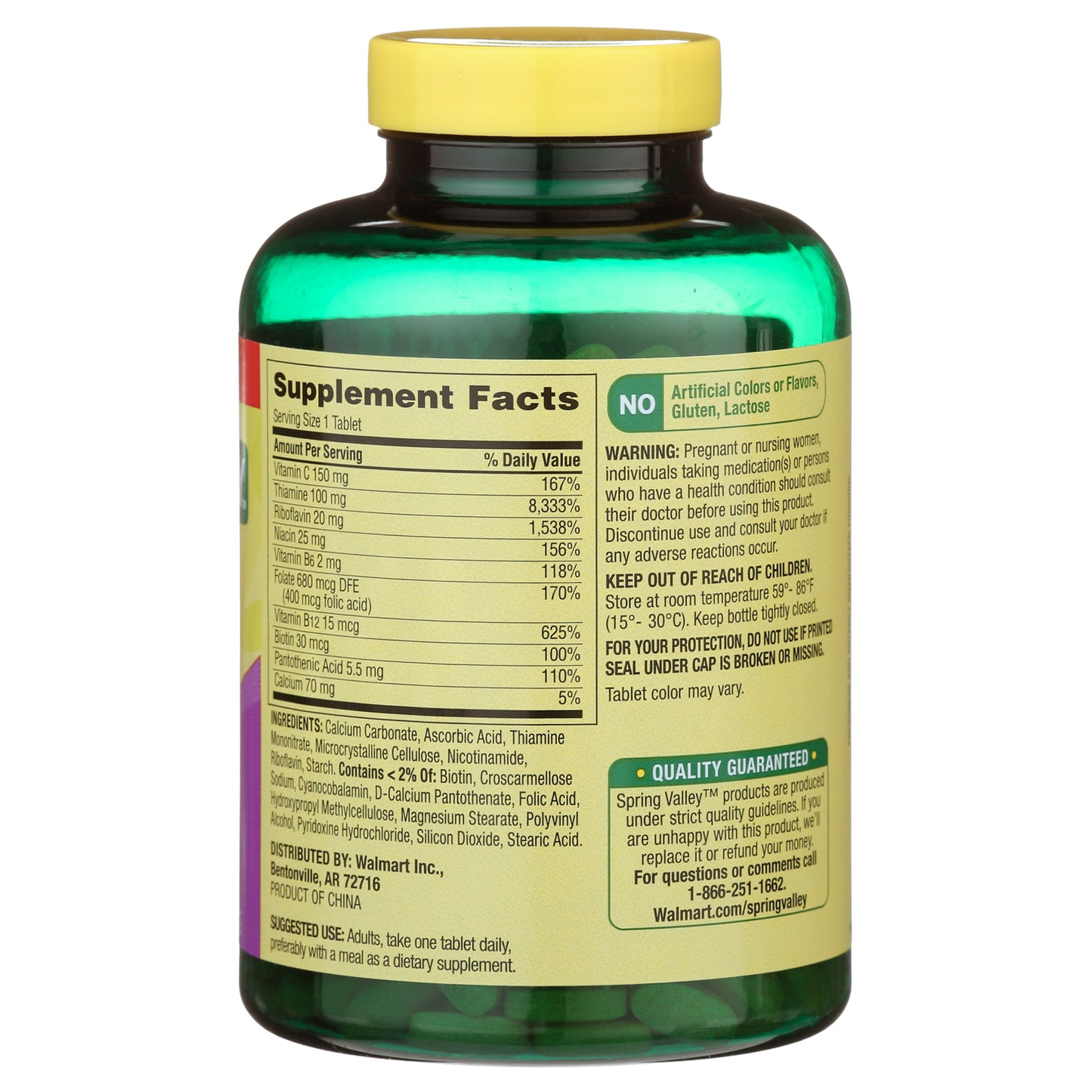 Spring Valley Super Vitamina B-complejo 500 tabletas