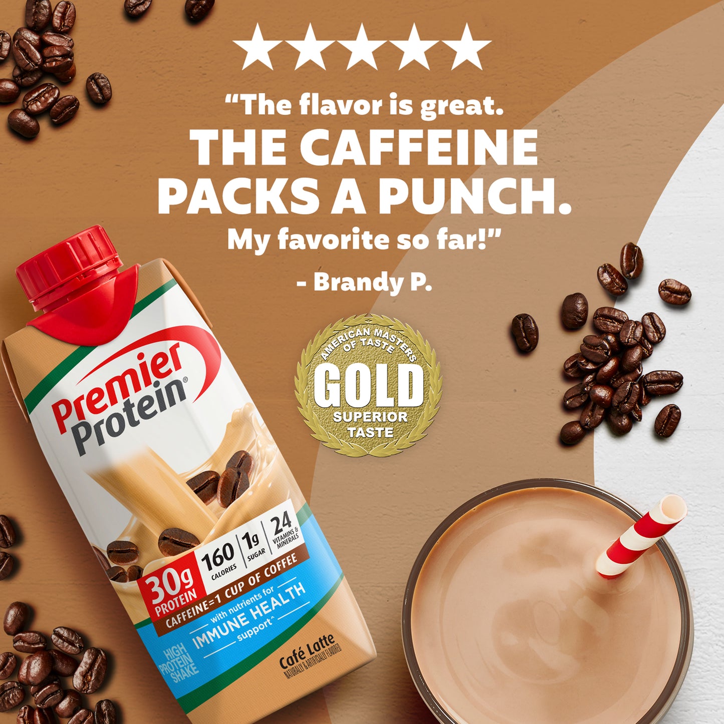 Premier Proteína Café latte, 30 G de Proteína, 11 fl oz, 4 Unidades