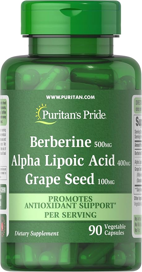 Puritan's Pride Berberina, aplha lipoic acid, grape seed 90 capsulas