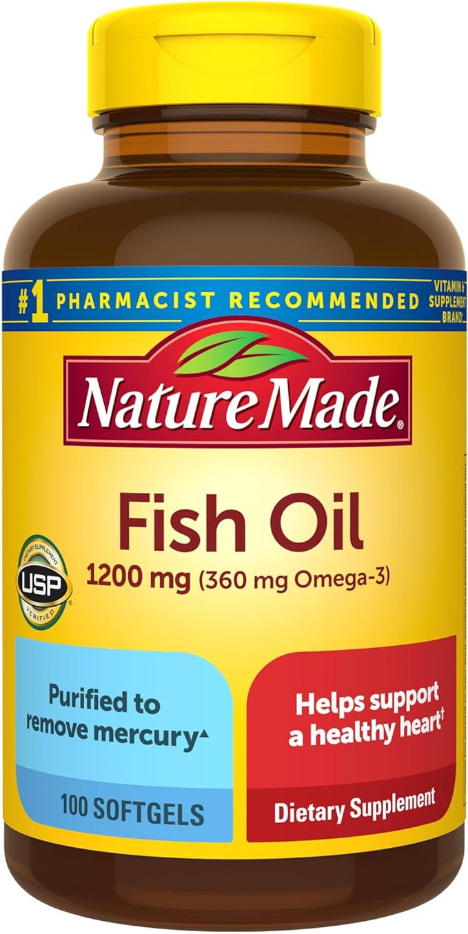 Nature Made Fish Oil 1200mg, 360mg Omega-3, 100 capsulas blandas