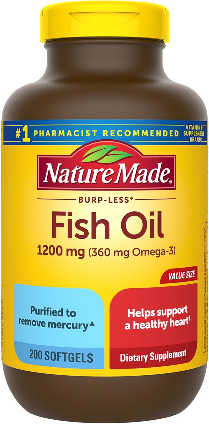 Nature Made Fish Oil 1200 mg, 360mg Omega-3, 200 capsulas blandas