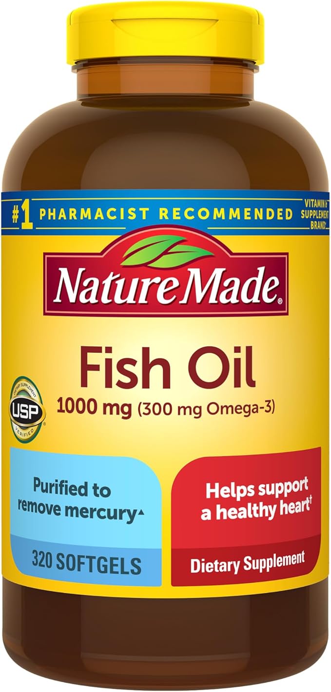 Nature Made Fish oil 1000 mg, 300mg omega 3, 320 capsulas blandas