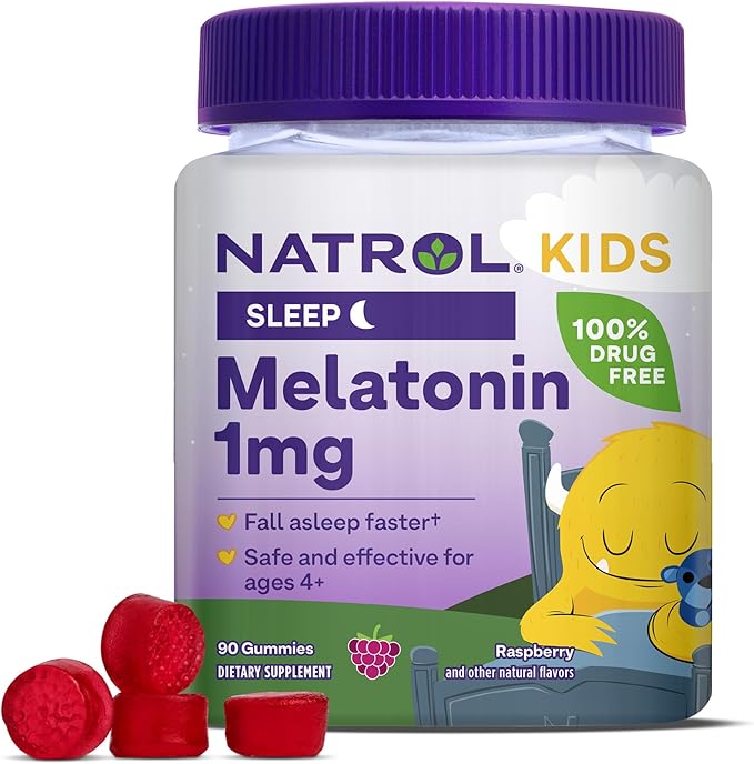 Natrol Melatonina para niños de 1 mg,sabor a frambuesa,90 gomitas