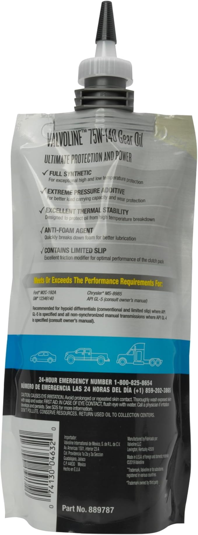 Aceite Valvoline SAE 75W-140 completo para engranajes