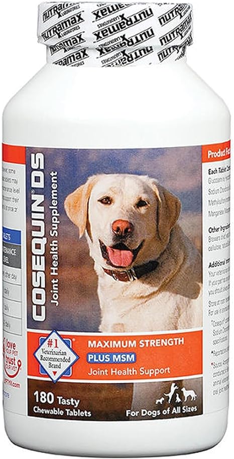 Cosequin MSM Suplemento de salud articular para perros - 180 tabletas masticables